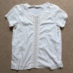 LOFT Ivory Crochet Accent Top